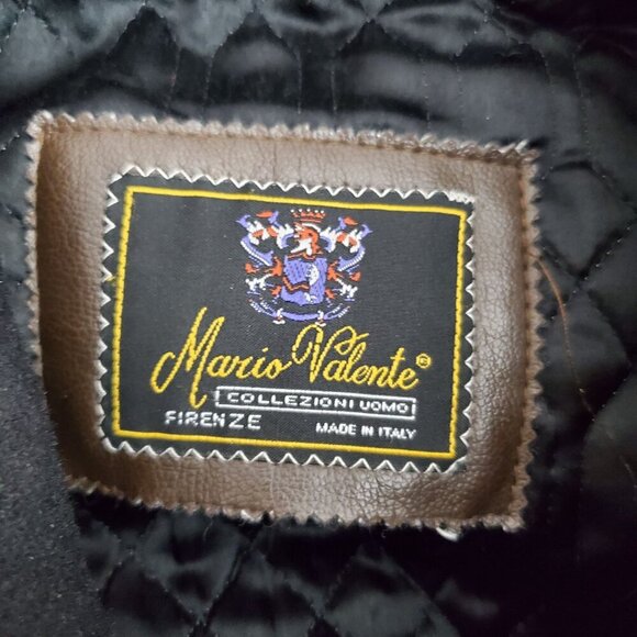 Mario Valente Mens Black Wool & Cashmere Coat Size 44 Fleur-de-lis Buttons Italy - Picture 8 of 14